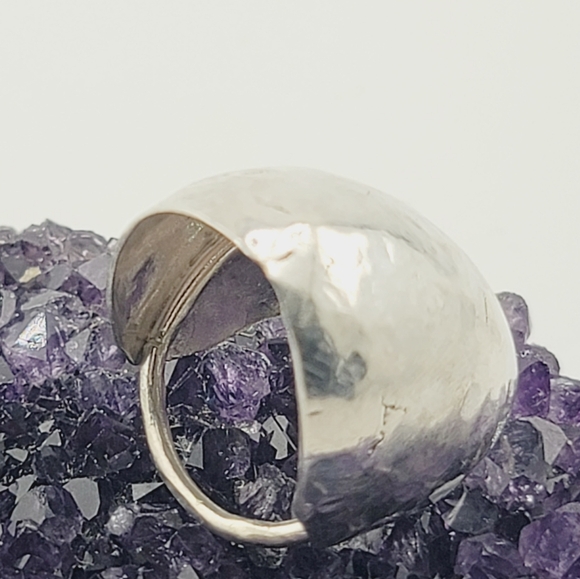 HOLLOW RING HAMMERED FOR TEXTURED HANDMADE IN STERLING SILVER METAL SIZE 6 - Picture 7 of 7